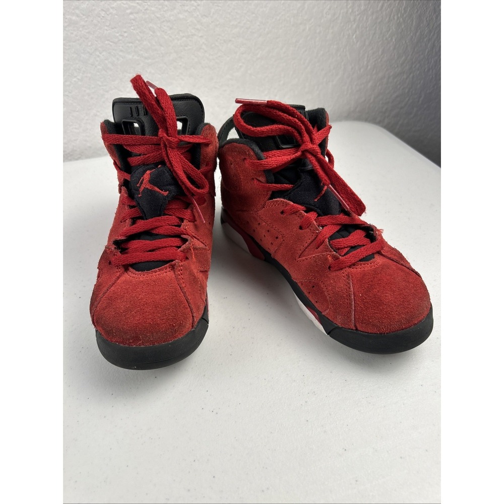 Jordan 6 Retro TD Kids Toddler Red Suede High Top Sneaker Lace Up 12C DV3605-600